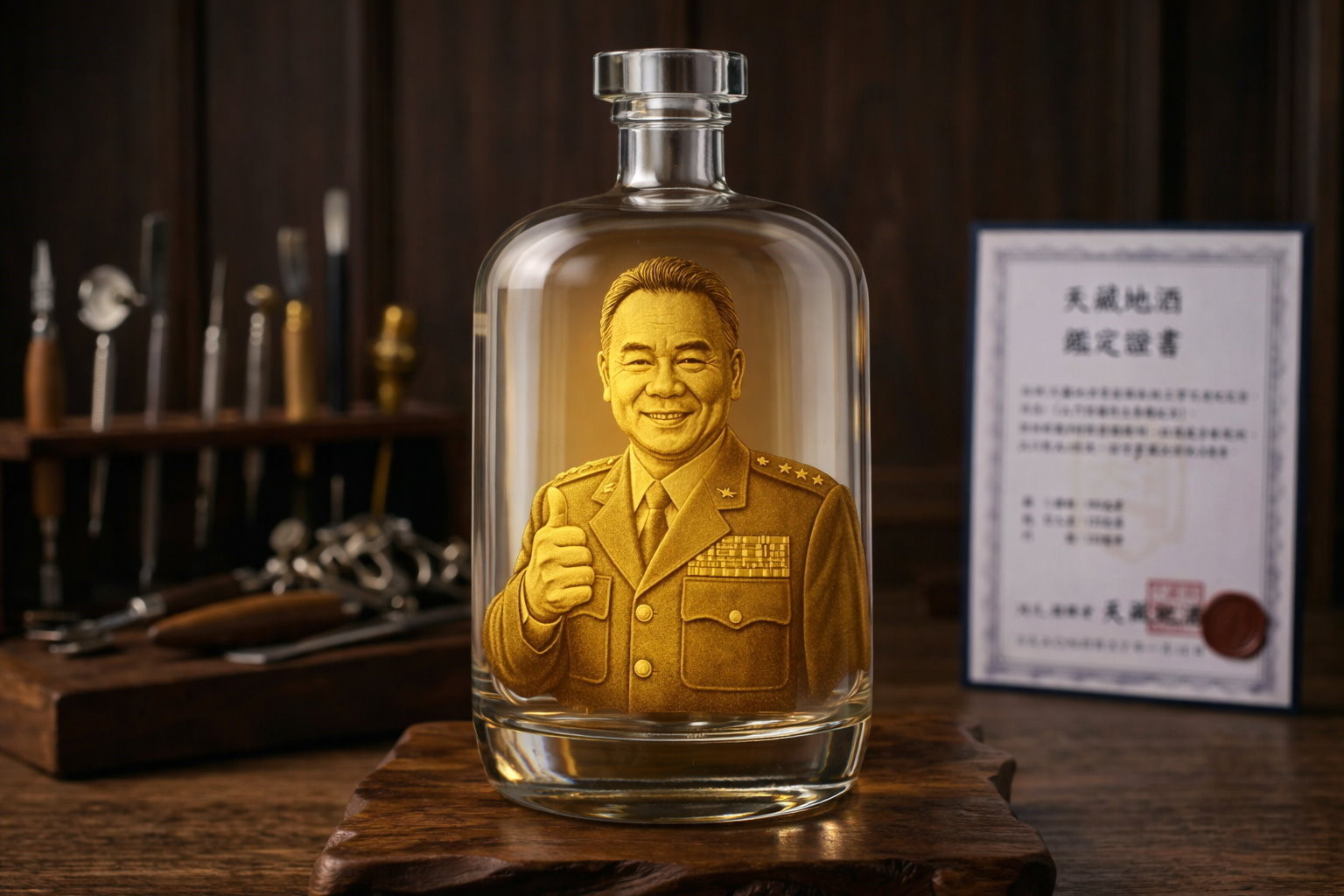 天藏地酒酒瓶雕刻主打作品